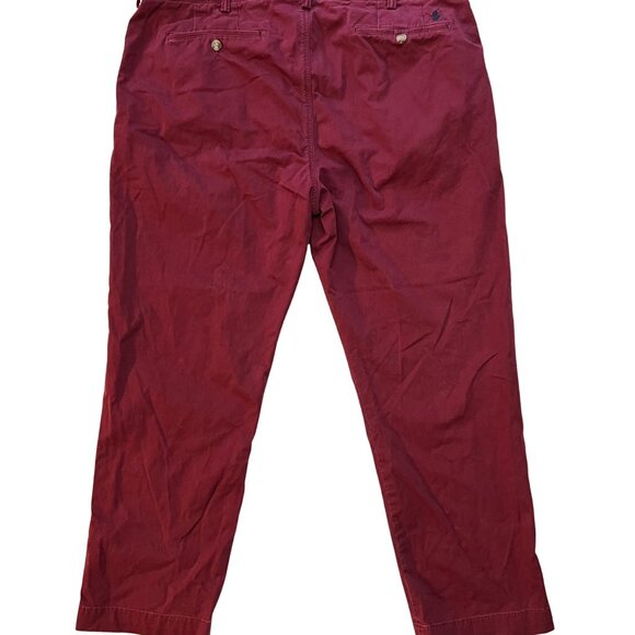 Polo Ralph Lauren Stretch Straight Fit Chinos Red 40x30 Cotton Twill Oxford Band - Picture 2 of 5